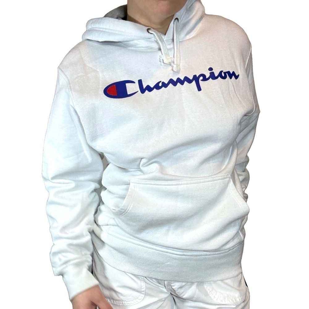 Champion - Unisex White Logo Hoodie size Small